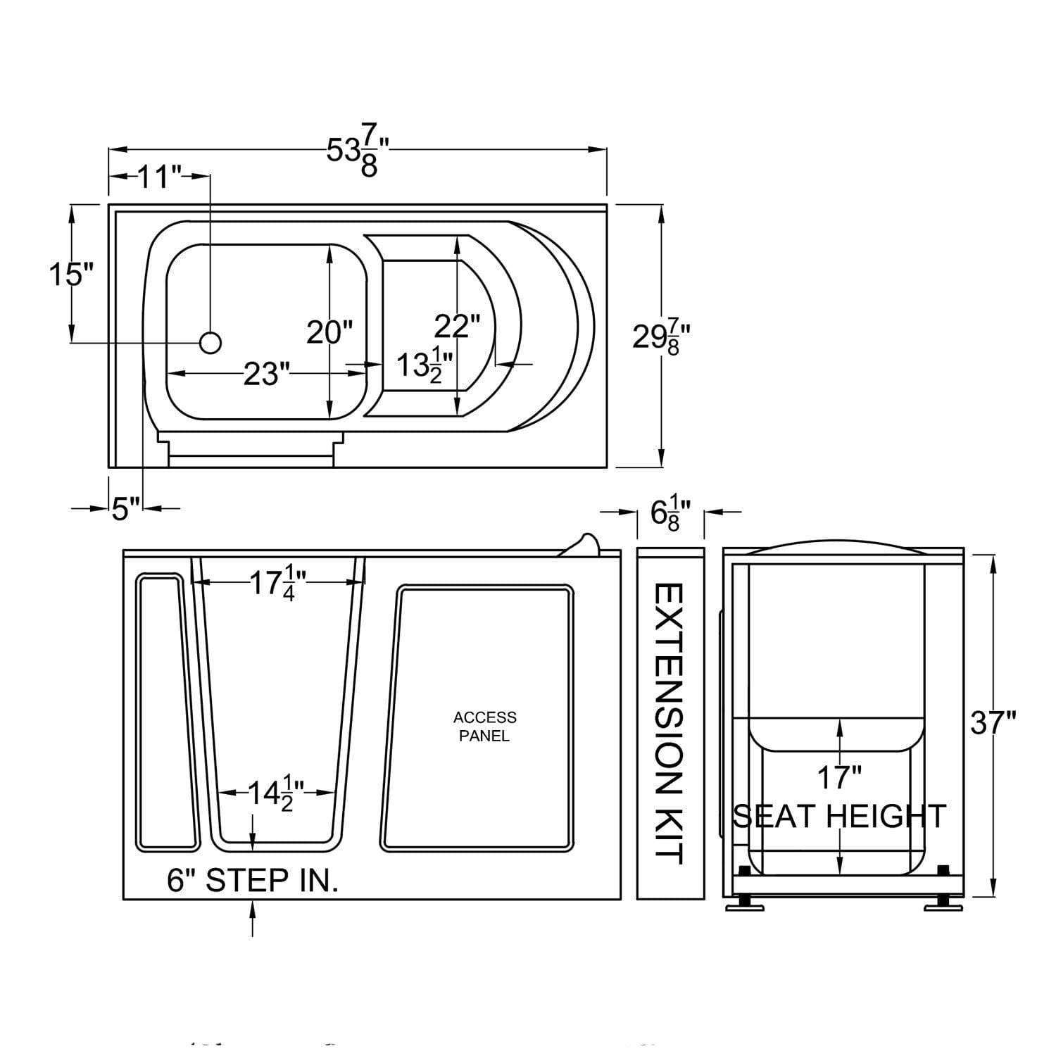 MediTub 3060SILWA 30 x 60 Left Drain Air Jetted Walk-In Bathtub White New