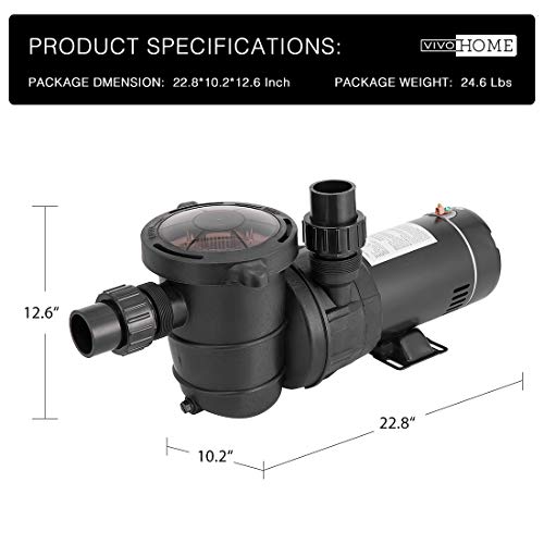 VIVOHOME 1.0 HP 5220 GPH Powerful Above Ground Swimming Pool Pump with Strainer Basket