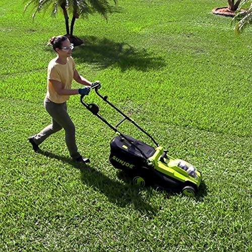 Sun Joe 24V-X2-17LM 48-Volt 17-Inch Mulching Walk-Behind Lawn Mower w/Grass Catcher, Kit (w/ 2X 4.0-Ah Battery and Charger)