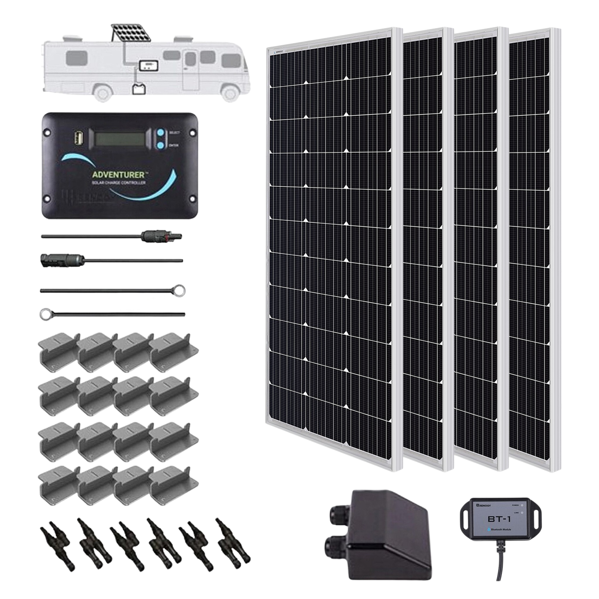 Renogy RNG-KIT-RV400D-ADV30-US Watt 12 Volt Solar Starter Kit New