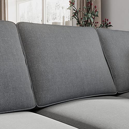 Nolany Mid-Century Sofa and Loveseat Set Classic Upholstered 2 Piece Sofa Couch Set for Living Room Traditional Scrolled Arm Sofa Sets in Grey