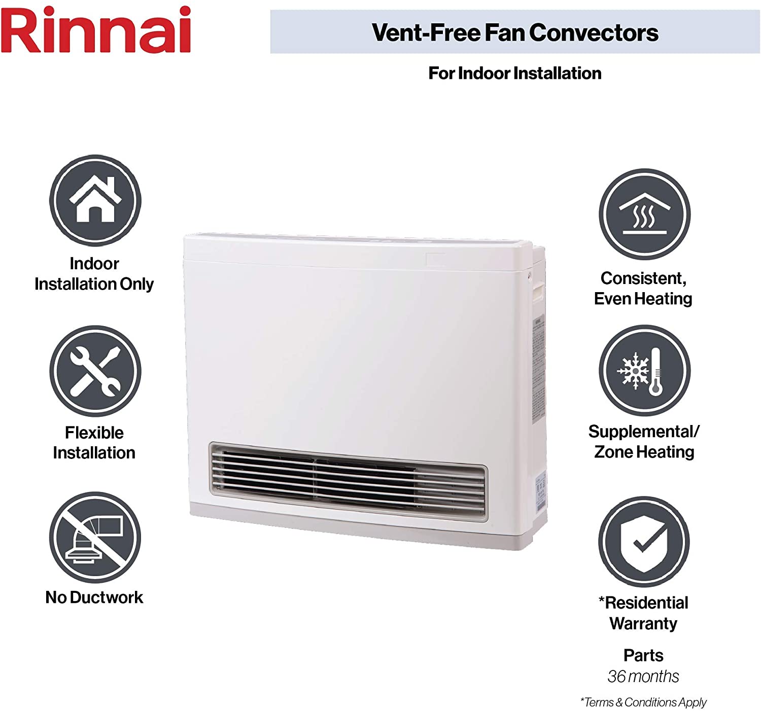 Rinnai 22,000 BTU Vent-Free Liquid Propane LP Gas Convector Heater New