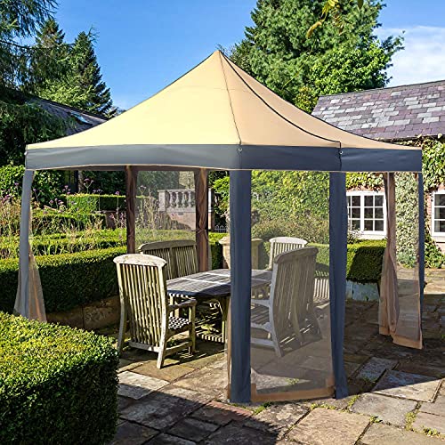 HYD-Parts Outdoor 8-Sided Pop Up Gazebo Canopy Double Top Outdoor Patio Garden Tent Patio Gazebo Shelter with Mosquito Net for Wedding Party (10x13FT)