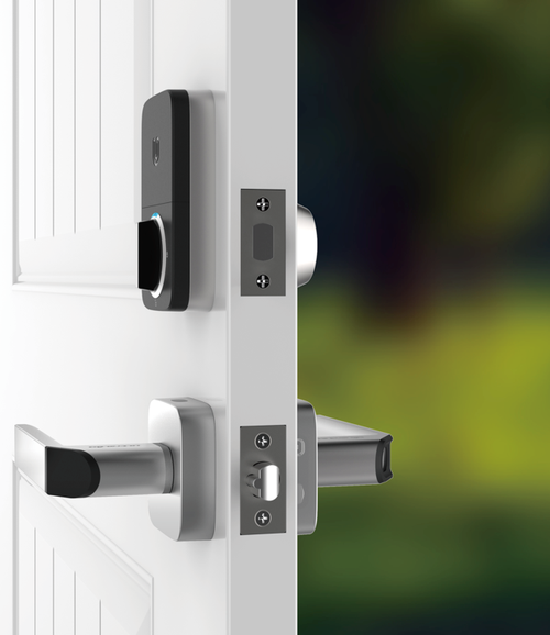 U-Tec COMBO Bluetooth Enabled Fingerprint and Key Fob Two-Point Smart Lock in Satin Nickel New