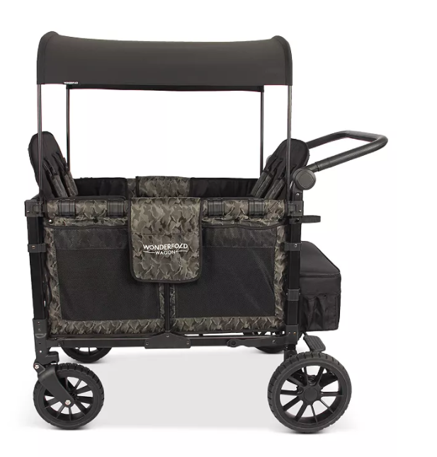 WonderFold W4 Luxe Push/Pull 4-Passenger Quad Stroller Wagon Green Camo New