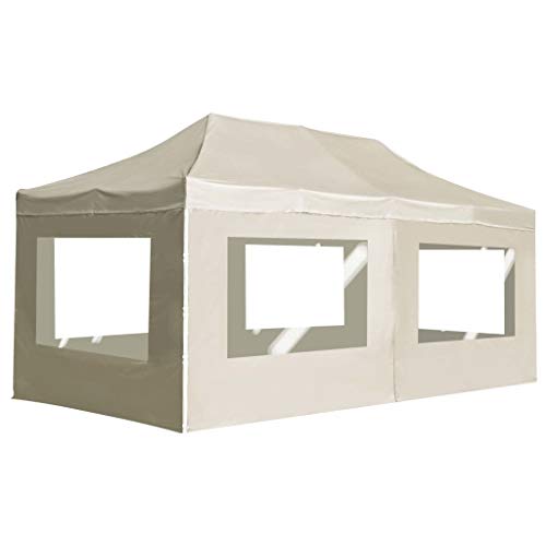 vidaXL Professional Folding Party Tent Heavy Duty Garden Outdoor Wedding Activities Pop Up Gazebo Pergola Canopy with Walls Aluminum 19.7' Cream