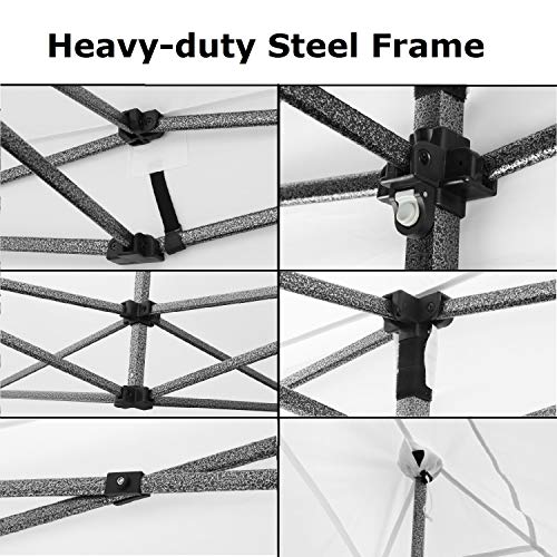 Leisurelife 100% Waterproof Pop-up Canopy Tent 10x20ft with Sand Bags, Waterproof Folding Commercial Gazebo Party Tent, PVC, White