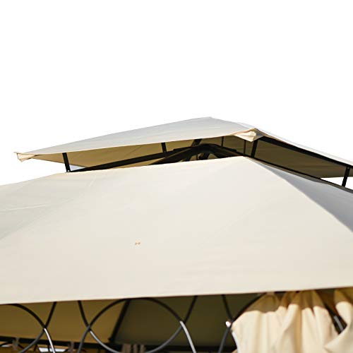 BELUPAID 11 x 11 Ft Outdoor Gazebo Canopy, Double Roof Sun Shade Patio Gazebo Tent with Mesh Curtains and Zippers, for Lawn, Garden, Backyard and Deck