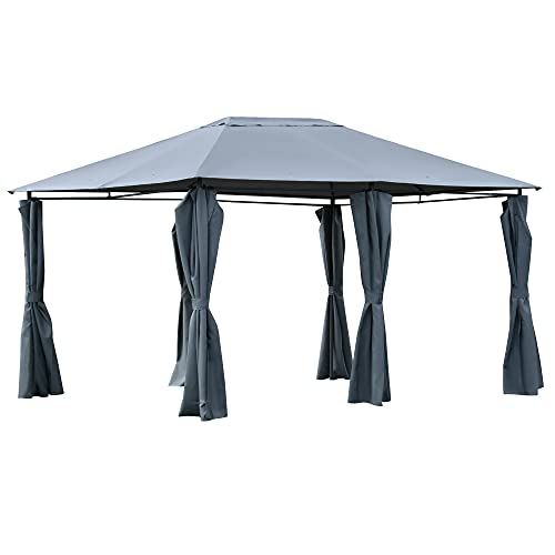 Outsunny 10' x 13' Outdoor Patio Gazebo Canopy with 6 Removeable Sidewalls, Weather-Resistant Roof, & Steel Frame Grey