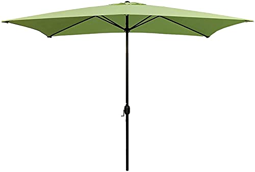 FENGNV Umbrella Outdoor Table Patio Umbrella Outdoor Patio Umbrella Rectangular with Crank with Push Button Tilt and Crank (Color: Light Green)