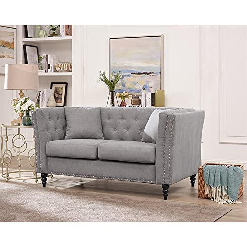 Home Square 2 Piece Microfiber Living Room Loveseat Set in Gray
