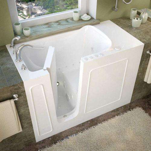 MediTub 2653LWD 26 x 53 Left Drain Air and Whirlpool Walk-In Bathtub White New