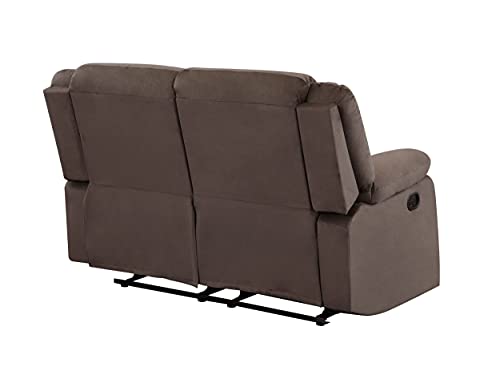 Blackjack Furniture Winthrop Microfiber Modern Reclining Living Room, Den Loveseat, Brunette