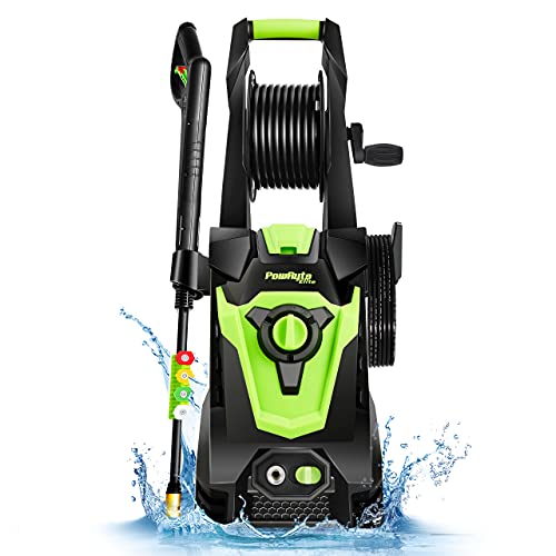PowRyte Elite Electric Pressure Washer, Power Washer, 4 Different Pressure Tips, Hose Reel, 4000 PSI 3.0 GPM Best for Cleaning Car, Home, Driveway, Deck