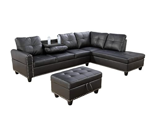 Star Home Living This Luxurious Set Includes, Chaise, Storage Ottoman and Two Pillows Sofas, 103.5