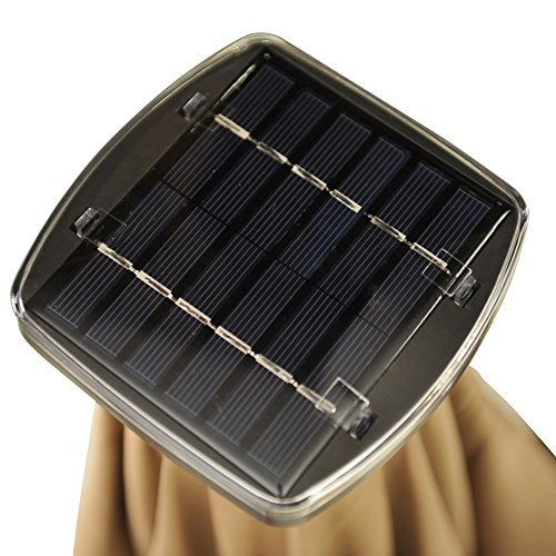 Abba Patio 9 by 7 Feet Rectangular Patio Umbrella with Solar Powered 32 LED Lights with Tilt and Crank, Brown