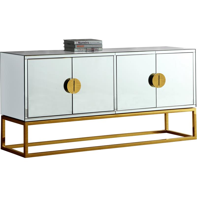 Meridian Furniture Wood Marbella Sideboard Buffet  Mirrored Finish