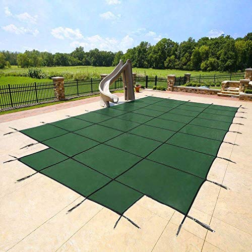 Yard Guard 16 x 32 + 8' Center End Steps Pool Safety Cover, Green | DG163258S