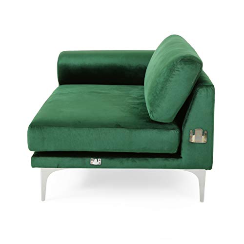 Christopher Knight Home Wendy Modern Glam 4 Seater Velvet Sofa, Emerald, Silver