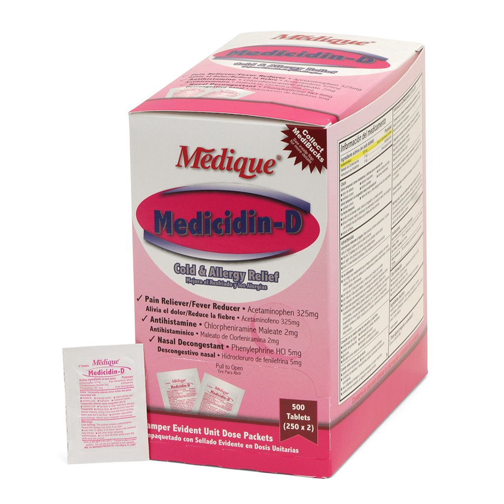Medicidin-D Cold & Allergy Tablets - (250x2/box - 36 Boxes)