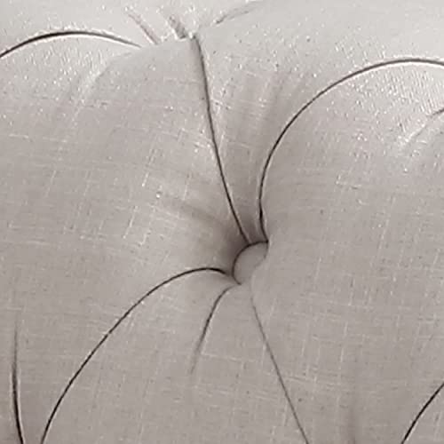 AC Pacific Juliet Contemporary Fabric Upholstered Button Tufted Living Room Chesterfield Sofa, Ivory