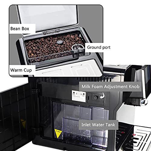 Hanchen Super Automatic Espresso Machine Coffee Maker Touch Screen 19 Bar 1.8L One Touch Americano Espresso Cappuccino Latte Maker