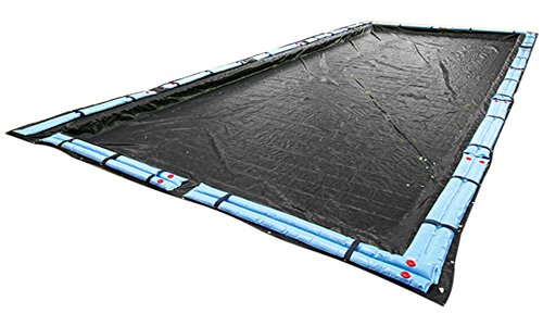 Buffalo Blizzard Deluxe Winter Cover with Waterbag Kit for 25-Foot-by-50-Foot Rectangle In-Ground or Above Ground Swimming Pools | Blue/Black Reversible | 5-Foot Additional Material