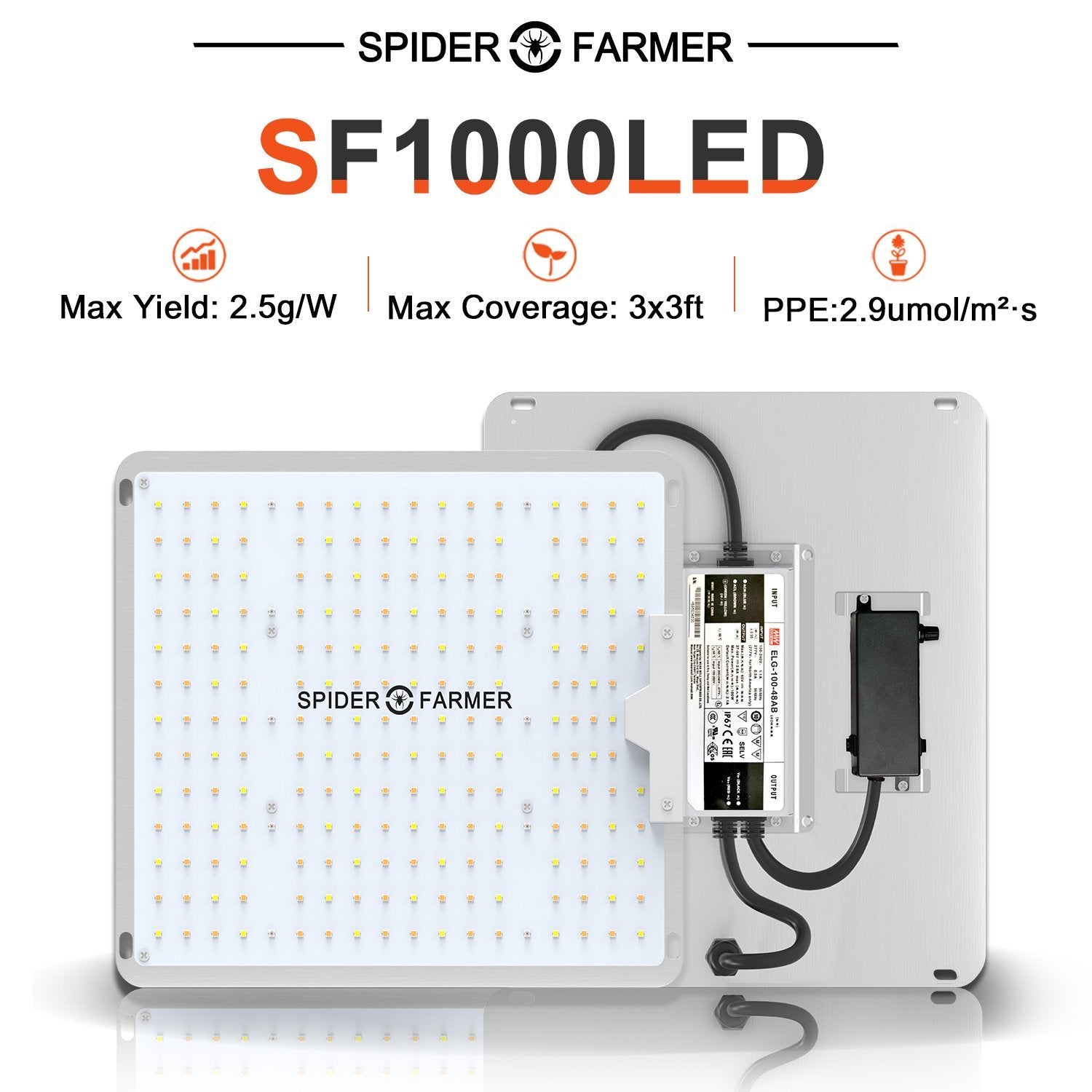 Spider Farmer SF1000 Full Spectrum 3000K 5000K 660nm-665nm IR Grow Light with LM301B Diodes & Dimmable Mean Well Driver New