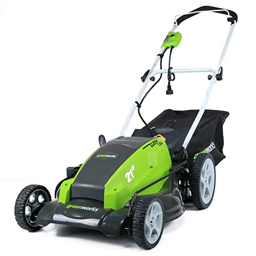 Greenworks 13 Amp 21 Inch Corded Lawn Mower with Automatic Oiler, Green | 25112 (Renewed)