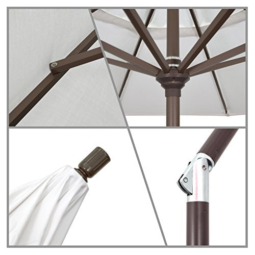 California Umbrella GSPT758117-F32 7.5' Round Aluminum Market, Crank Lift, Push Button Tilt, Bronze Pole, Olefin Black Patio Umbrella, Canvas