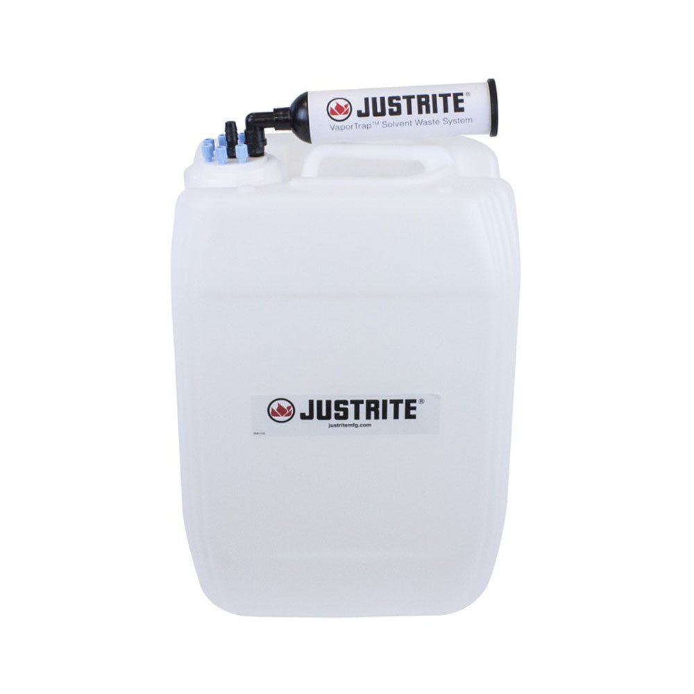 Justrite VaporTrap™ UN/DOT Carboy with Filter Kit, 20L HDPE, 70mm Cap, 6 Ports 1/8