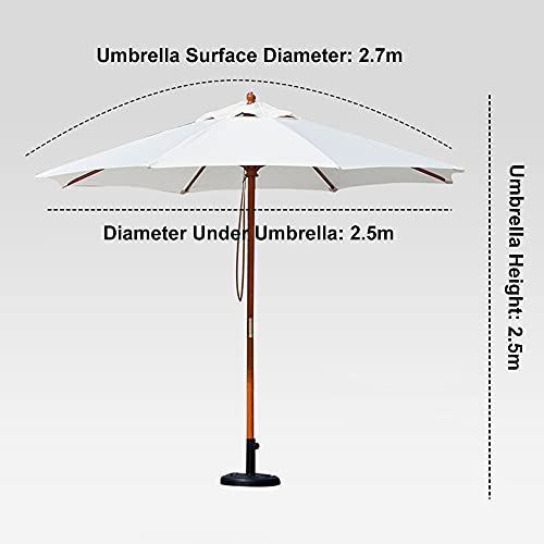 Round Patio Umbrella, 2.5m/8.2ft Outdoor Market Table Umbrellas Parasol, with 8 Sturdy Ribs, UV Protection Sunbrella, Suitable for Garden Lawn Deck Backyard Swimming Pool, 4 Colors