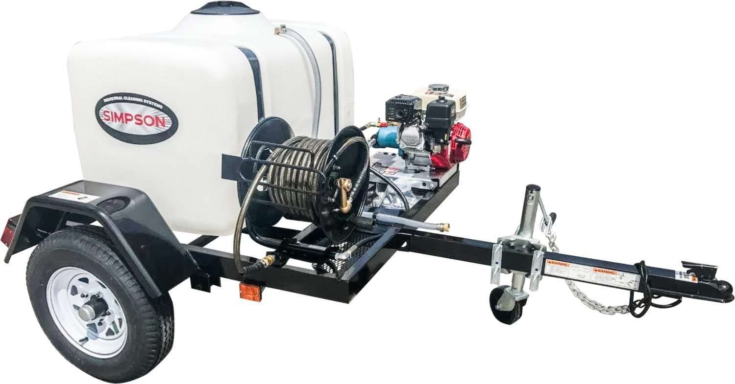 Simpson 95003 4200 PSI 4 GPM Honda GX390 CAT Electric Start Pressure Washer Trailer New