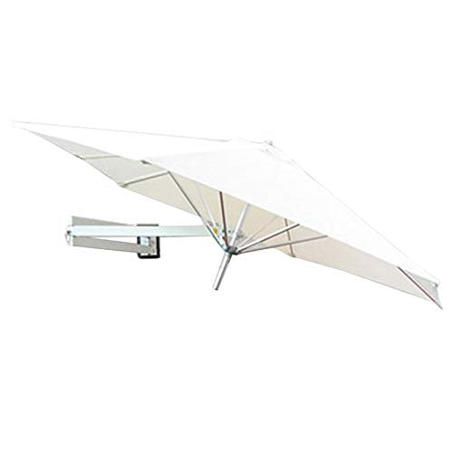 Umbrellas Wall Mount Patio Parasol Outdoor Garden Balcony Tilting Sunshade, Aluminium, Ø 7ft / 220cm (Color : Off-White)