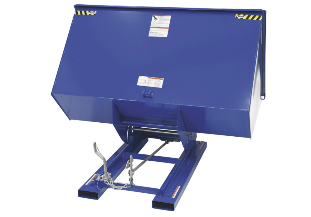 Vestil D-300-HD 6,000 lb. Capacity 3 Cubic Yard Self-Dumping Steel Hopper with Bumper Release Blue New