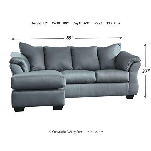 Signature Design by Ashley - Darcy Contemporary Sofa Chaise, Steel Gray
