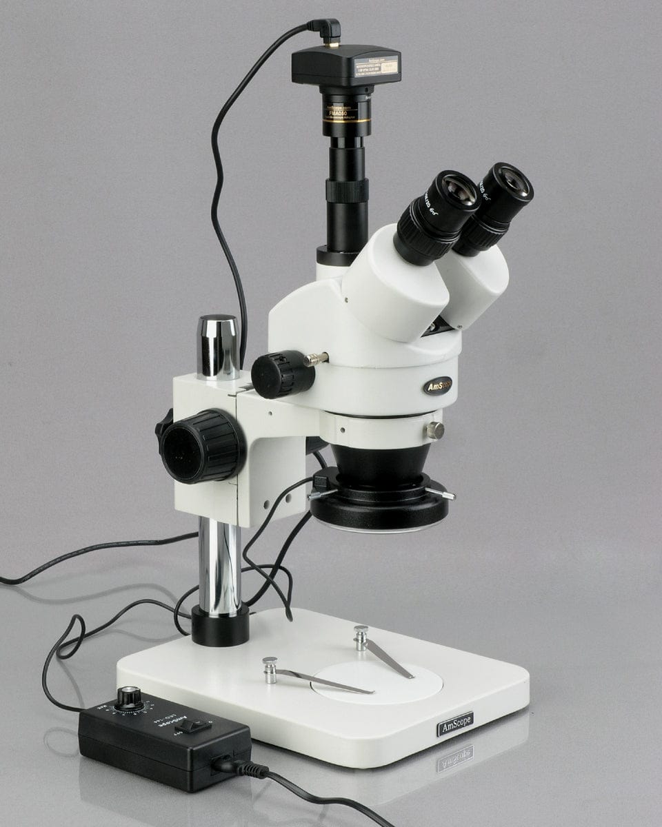 Amscope SM-1TSZ-144A-3M 3.5X - 90X Zoom Stereo Microscope with 4 Zone 144 LED Light Plus 3MP Digital USB Camera New