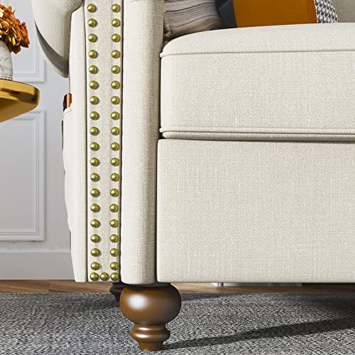 Nolany Traditional 2 Piece Living Room Sofa Set Upholstered Fabric 3 Seats Sofa Couch and Loveseat Set Rolled Arm Sofa Sets, Light Beige