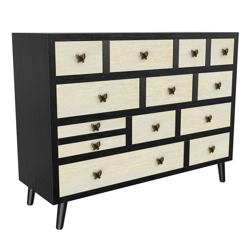 Papillon Ebony and Washed Ivory 13-Drawer Sideboard