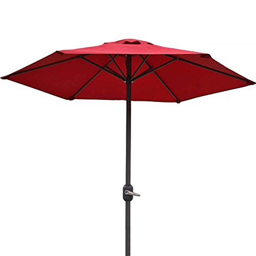 qazxsw 6 Feet Patio Umbrella Outdoor Table Umbrella with Crank 6 Sturdy Ribs, Great for Yard, Beach, Restaurant, Outdoor Party