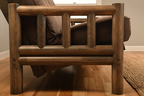 Up North Futon Lodge Frame and Mattress Full Size Sofa Bed (Leather Havana Rustic)