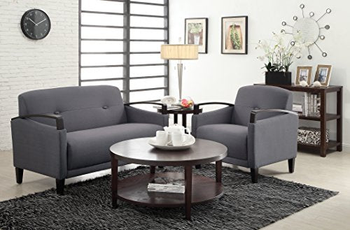 OSP Home Furnishings Main Street Love Seats, 49.25W x 29.5D x 32H, Woven Charcoal