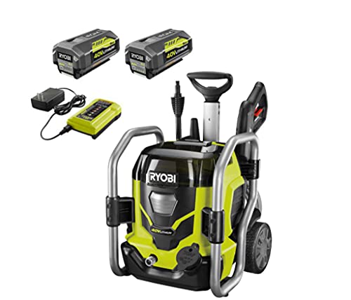 RYOBI RY40PW01DG9 1,500 PSI 1.2 GPM 40-Volt Cold Water Cordless Electric Pressure Washer with Two 5.0 Ah Batteries and Charger Included