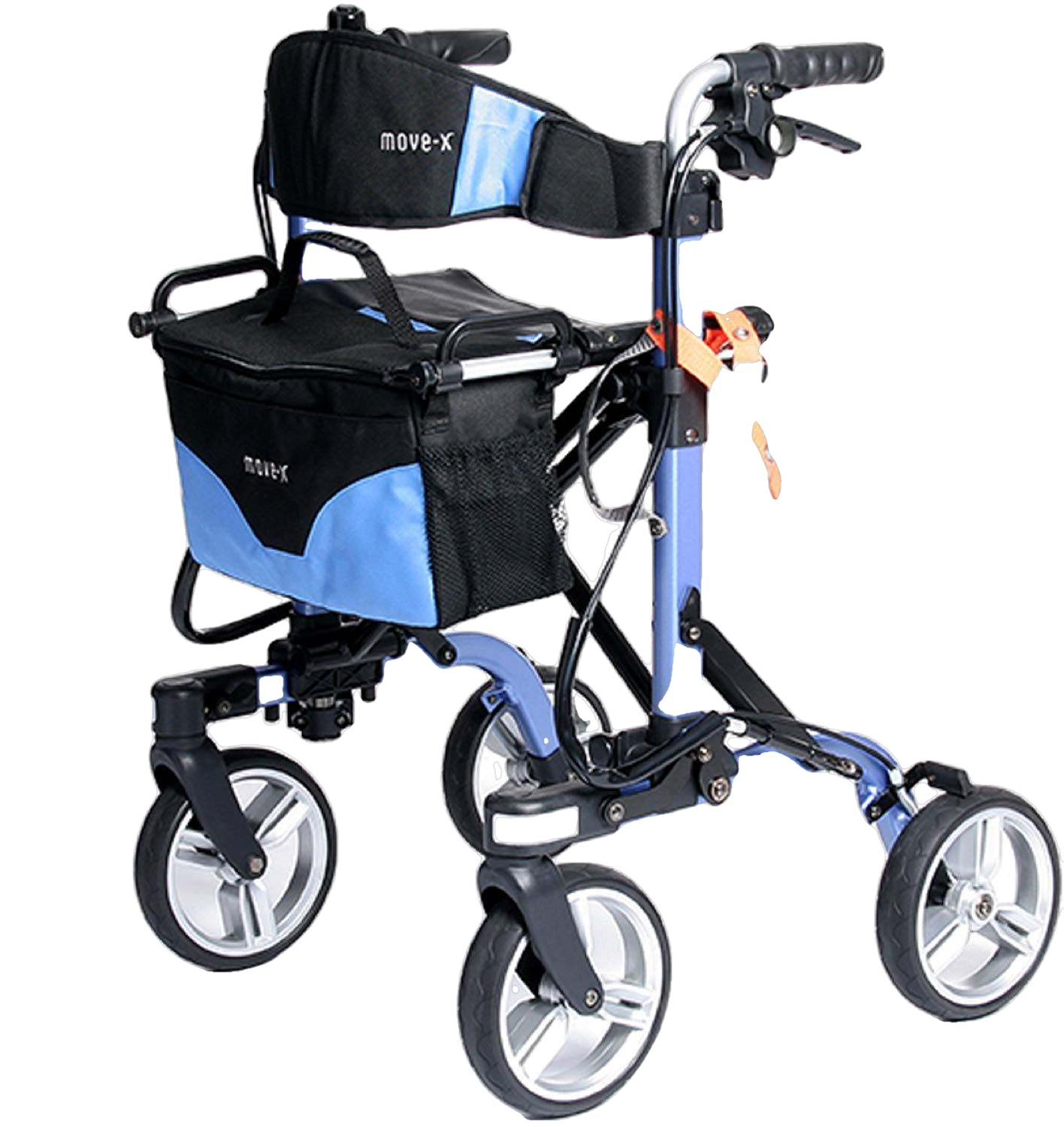 New EV Rider Move-X Rollator 4 Wheel Walker Blue/Black