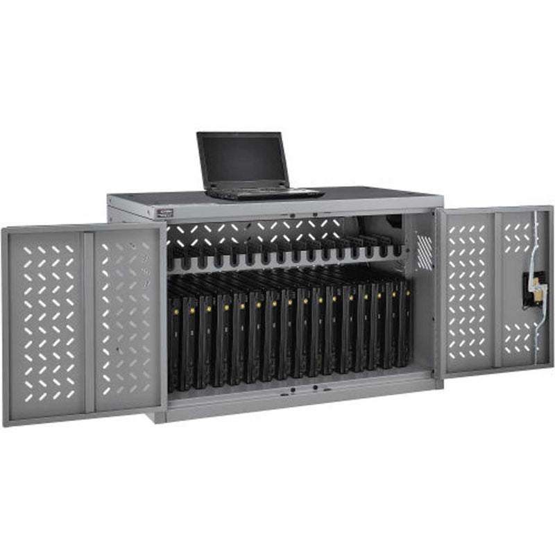 16-Device Charging Cabinet for Chromebooks™ Laptops and iPad® Tablets, Gray, Unassembled