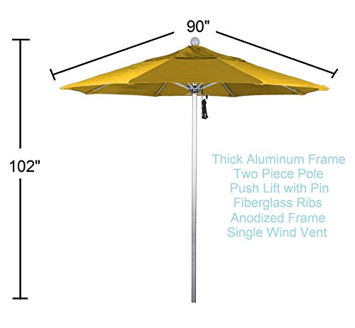 Phat Tommy 7.5 Ft Silver Anodized Commercial Patio Market Umbrella – For Shade and Outdoor Living– Clearance