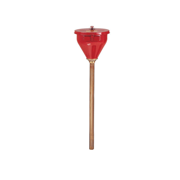 Justrite Large Steel Drum Funnel For Flammables With 32 Inch Flame Arrester And Self-Closing Cover, 2 Inch Bung
