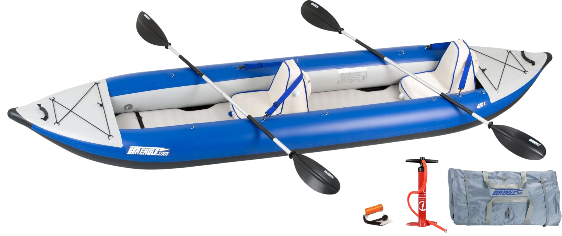 Sea Eagle 420X Explorer Inflatable Kayak Deluxe Package Blue Gray New