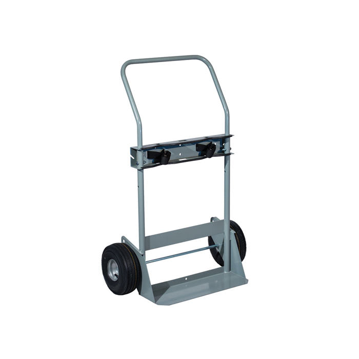 Justrite Double Cylinder Hand Truck, 10.5 Inch Pneumatic Wheels
