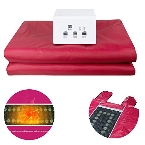 Carejoy Sauna Blanket Upgrated Tourmaline 3 Zones Jade Far-Infrared Body Shaping Sauna Blanket Health Wicking and Dehumidification Sweat Steaming Blanket （32 Jade Stones and 64 Germanium Stones）